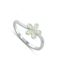 thumbnail image 4 of CHOOSE YOUR COLOR White Simulated Opal Plumeria Flower Ring .925 Sterling Silver CZ Female Size 5, 4 of 4