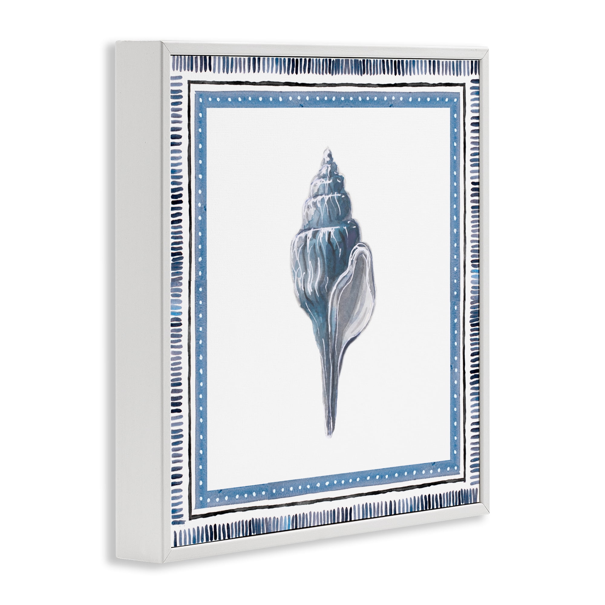 Stupell Industries Soft Blue Conch Shell White Framed Giclee Art, design by Lanie Loreth