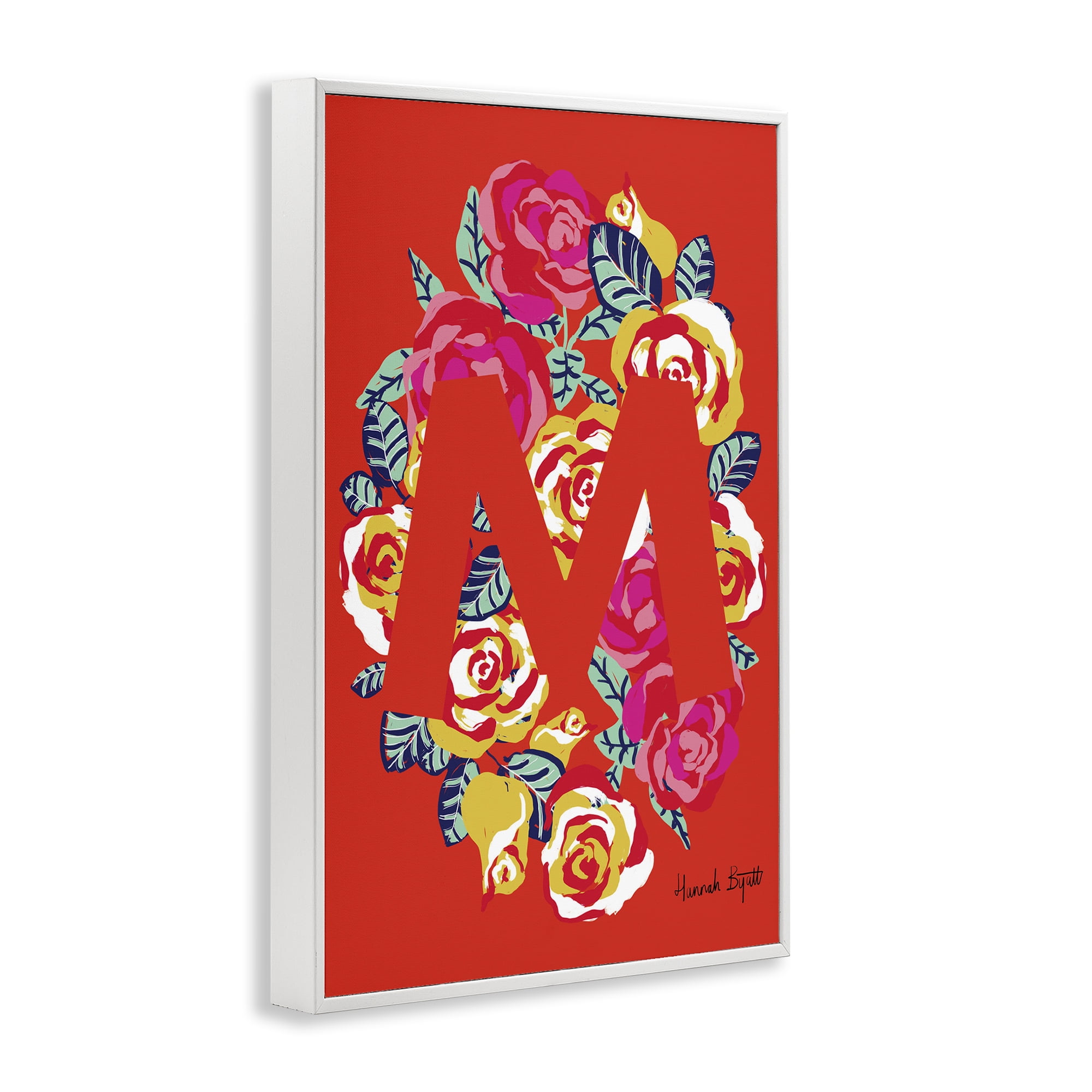 Stupell Industries Floral Bloom Letter M Botanical & Floral Painting White Framed Art Print Wall Art, 20 x 30