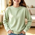 thumbnail image 3 of DJDLJWCJ Teen Girls Fleece Sweatshirt Solid Color Crewneck Pullover Long Sleeve Soft Cozy Tops for Everyday Wear Green Size 7-8Years, 3 of 9