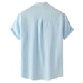 thumbnail image 3 of Men Casual Shirt Top for Men Soft Solid Short Sleeve Stand Collar Button Front Loose Fit Everyday Tee, 3 of 5