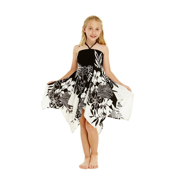 Girl Gypsy Uneven Bottom Hawaiian Luau Dress in Black Indri Size 4