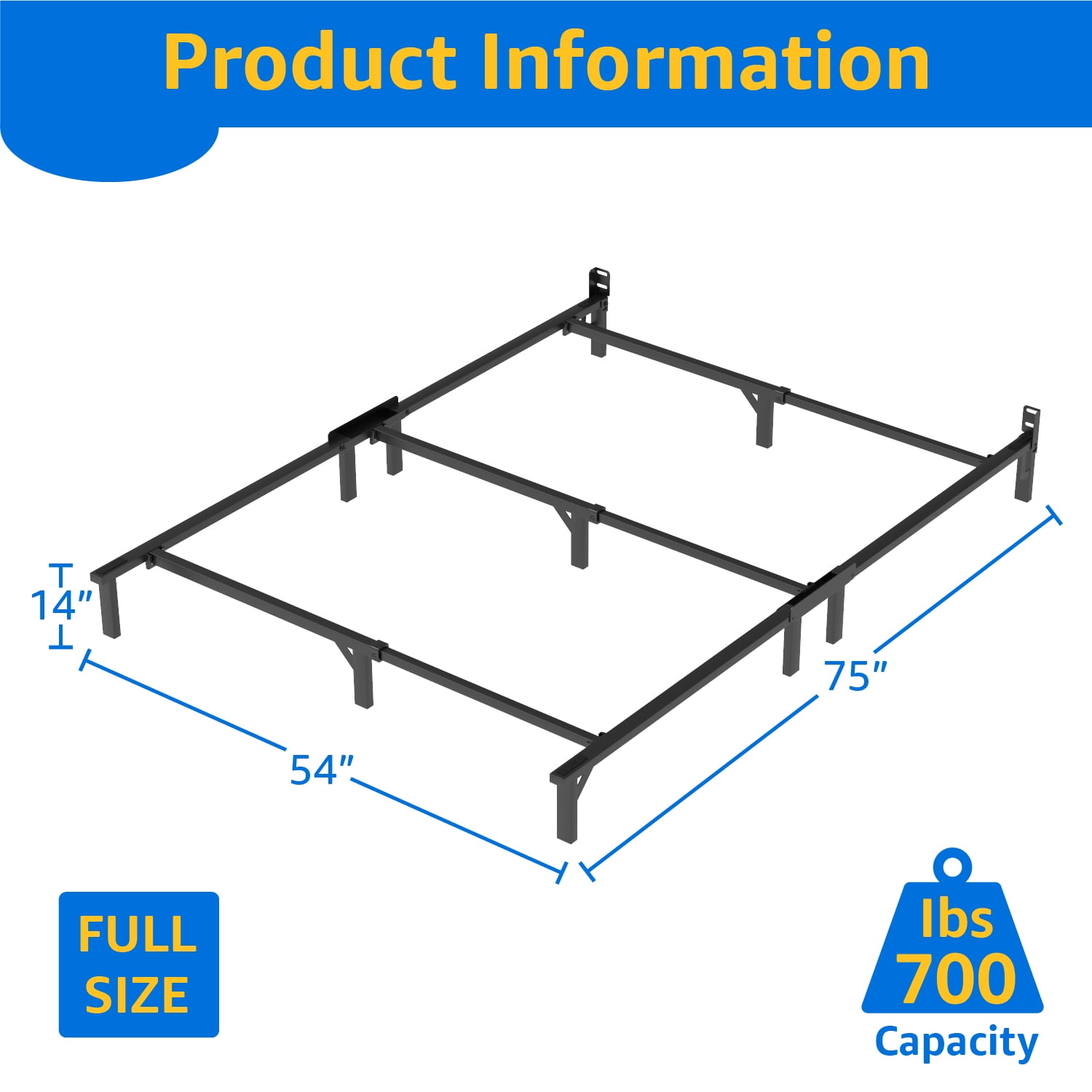 Mainstays Ardent Full 7" Bed Frame,Adult,Easy to Assemble. No tools needed.