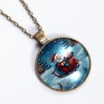 thumbnail image 2 of Santa Claus Riding Sleigh Necklace Personalized Custom Photo Round Pendant Adjustable Stainless Steel Necklaces with Gift Box for Men Women Mothers Valentine's Jewelry Gift, 2 of 6