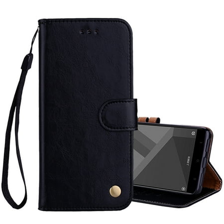 For Xiaomi Redmi Note 4X Business Style Oil Wax Texture Horizontal Flip Leather Case with Holder &