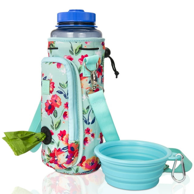 Made Easy Kit Porte-Bouteille d'Eau avec Poche pour Sacs à Déchets de Chien et Bandoulière Rembourrée Réglable