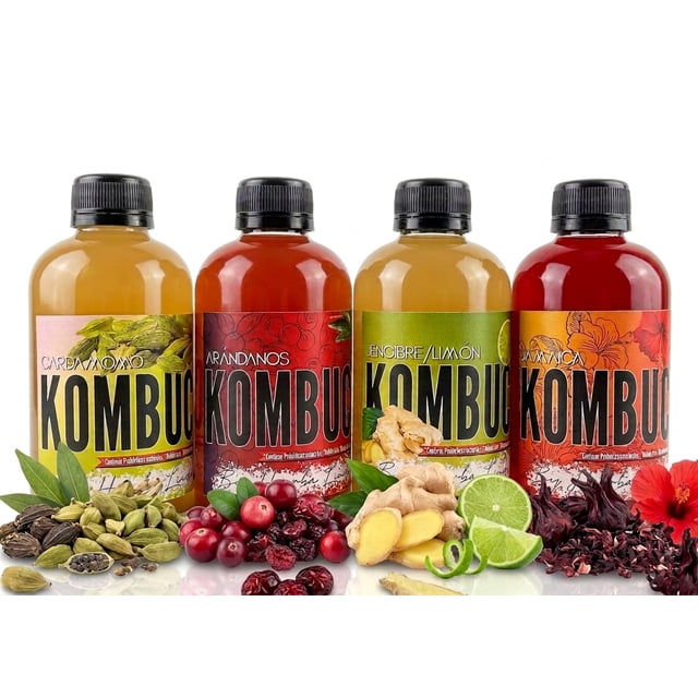 Kombucha Artesanal 4 Pack Mix – Hierba Linda Vegan
