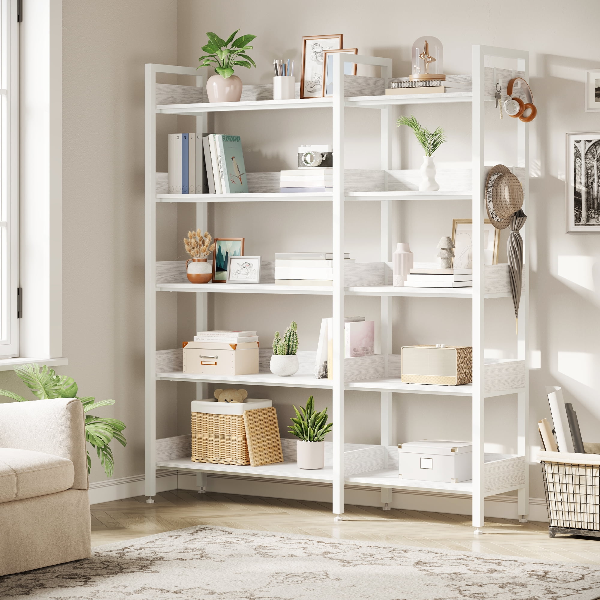 Tribesigns Corner Shelf, 7-Tier Industrial Corner Bookshelf, Wood And