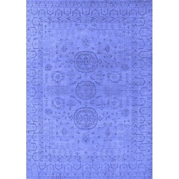 Ahgly Company Machine Washable Indoor Rectangle Oriental Blue Industrial Area Rugs, 4' x 6'