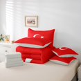 thumbnail image 6 of Manfei Turkey Flag 7-Piece King Bedding,Vintage Patriotic Theme King Bed in a Bag,Red White,Light Gray Reversible, 6 of 7