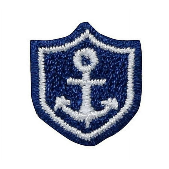 Mini/Small - Anchor Shield - Navy/White - Iron on Applique/Embroidered Patch