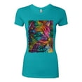 thumbnail image 3 of Colorful Cat Portrait | Cat Lover Owner | Dean Russo Art Animal Lover Womens Slim Fit Junior Tee, Tahiti Blue, M, 3 of 5