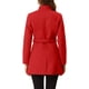 thumbnail image 3 of Abrigo largo de invierno con cinturón para mujer, clásico, de cuello alto, de manga larga, XL, rojo, 3 of 7
