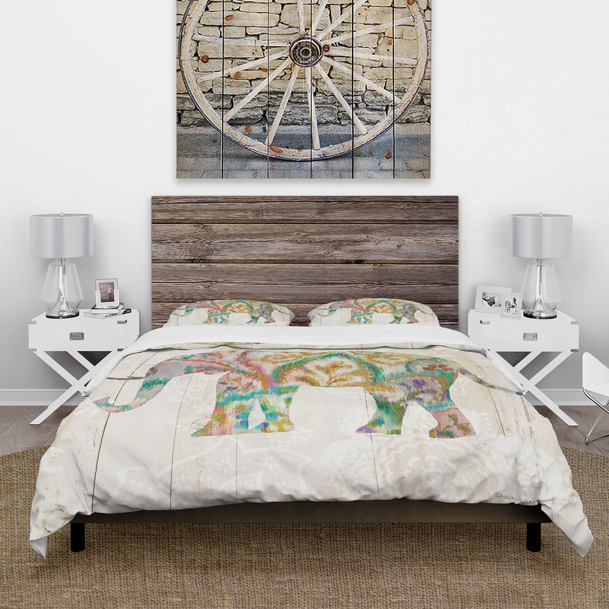 Designart 'Boho Paisley Elephant II vII' Traditional Duvet Cover Set