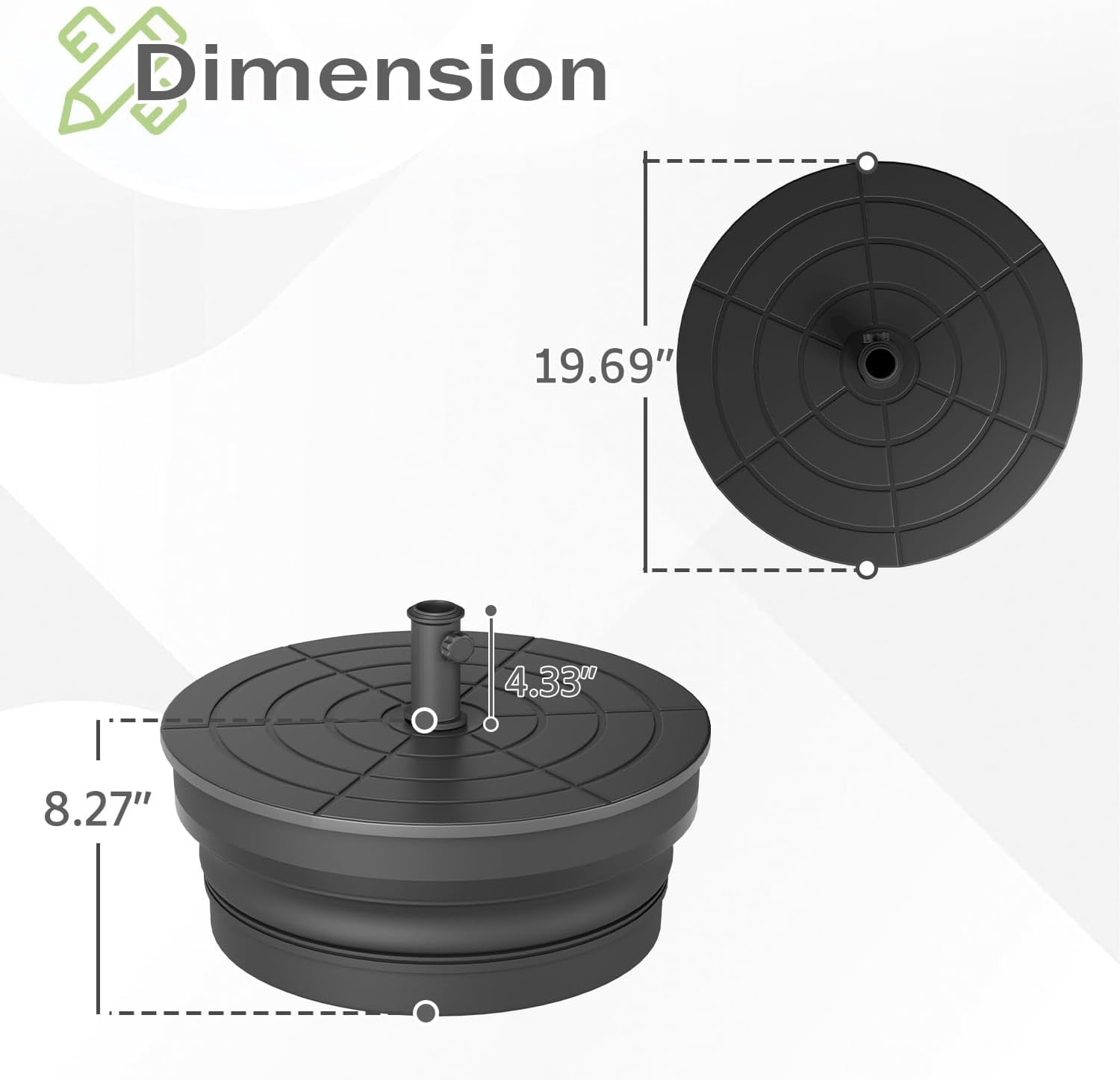 UPHYB 110lbs Outdoor Umbrella Base, Foldable Weighted Patio Umbrella Stands, HDPE Umbrella Base Suitable with 1.26''-1.89'' Pole Sizes, Heavy Duty water sand Base for Patio, Garden, Balcony