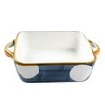 thumbnail image 1 of Qeeadeea Rectangular Lasagne Pan With Handle, Small Ceramic Bakeware Pan For 1 Person, Porcelain Baking Dish Oven Proof-blue-A-800ml 28oz, 1 of 7