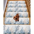thumbnail image 2 of Summer Coastal Coral Stair Treads for Wooden Steps Indoor Runner Rug Carpet, Blue Ocean Conch Shell Blue 15 Pieces Peel and Stick Staircase Step Treads Covers Washable Throw Door Mats, 30"x8", 2 of 6