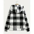 thumbnail image 4 of Guieoi Plus Size Jackets Clearance Women's Fall and Winter Black and White Grid Jackets Cardigan Pocket Coat Zipper Black Black*Friday/Cyber*Monday Clearance, 4 of 8