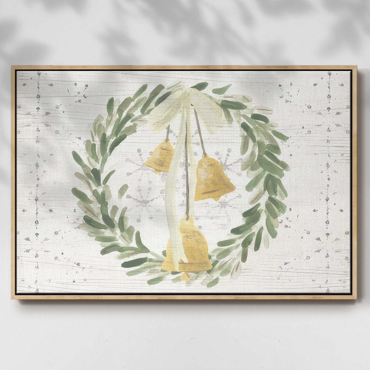 Weathered Aspen Wreath Collection A - Framed Gallery Wrapped Holiday Canvas - 17 x 25 - Natural Wood Frame