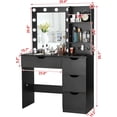 thumbnail image 2 of Bingirl Coiffeuse Noire avec Miroir, Station de Recharge, 3 Modes d'Éclairage avec Luminosité Réglable - 4 Tiroirs de Rangement, 2 Étagères de Rangement, Idéale pour Commode de Chambre, 2 of 6