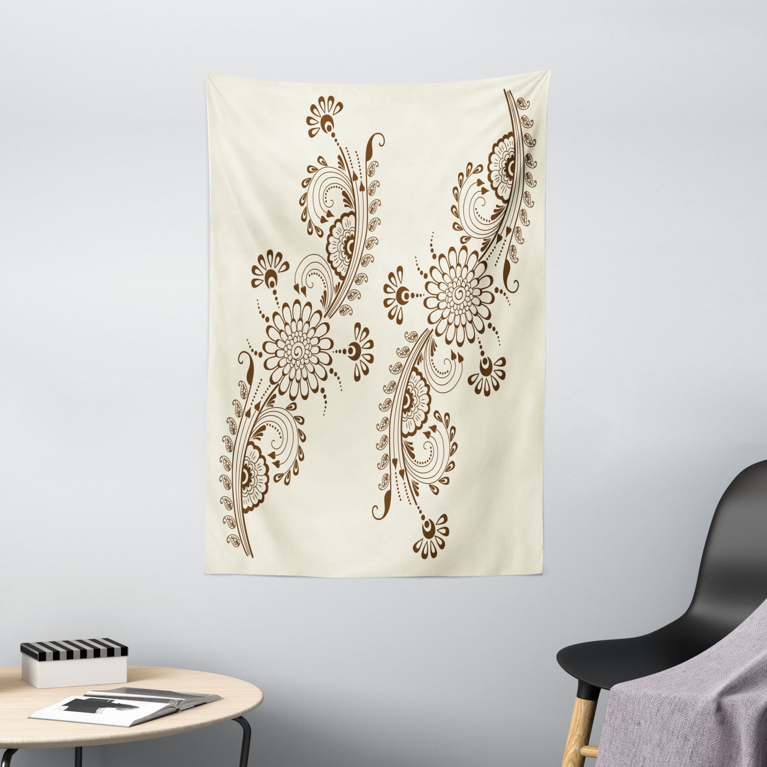 Henna Tapestry, Abstract Floral Elements South Asian Mehndi Style