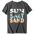 thumbnail image 3 of TINZ T-Shirt Décontracté à Manches Courtes Col Rond Imprimé Soleil Sable Plage Été pour Femmes, 3 of 3