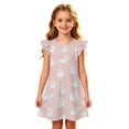 thumbnail image 5 of Gunia Little Girls Nightgowns Pjs For Girls Halloween Ghost Flutter Sleeve Nightgown Summer Casual Cartoon Digital Print Dress Night Gowns Sleepwear Pink 7-8 Years, 5 of 5