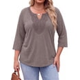 thumbnail image 4 of Fantaslook 3/4 Sleeve Womens Plus Size Tops V Neck Lace Blouses Casual Tunic Shirts, 4 of 9