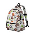 thumbnail image 2 of Football and Basketball White Pattern Cute School Backpack with Padded Back and Adjustable Shoulder Straps 13.4"x11"x4.7", 2 of 5