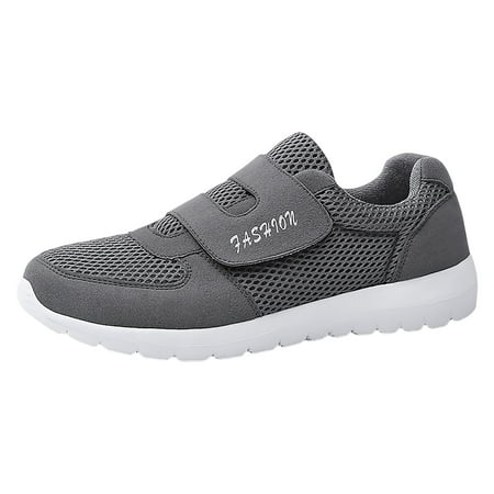 

XIAQUJ Men s 2024 New Hook Loop Solid Color Fly Woven Mesh Breathable Running Shoes Sneakers for Men 2024 Grey 11(44)
