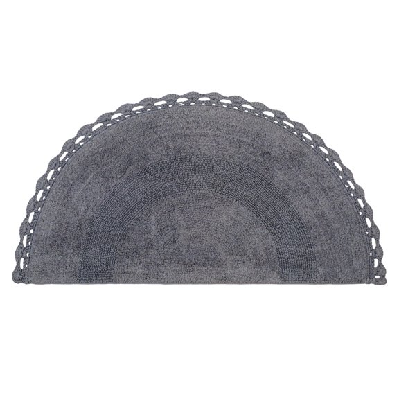 Savi Home Half Moon Bohemian Bathroom Rug – 100% Cotton Handwoven Crochet Mat 22x42", Charcoal Grey