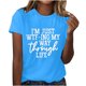 thumbnail image 2 of ICHUANYI Clearance Women Girls Plus Size Print Tees Short Sleeve Round Neck T Shirt Blouse Tops(Sky Blue, M) ICHUANYI WER2023081017838, 2 of 7
