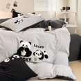 thumbnail image 3 of Cute Panda 100% Cotton Bedding Set Kawaii Embroidered Duvet Cover Bed Sheets Set Flat/Fitted Sheet Bed Linen Pillowcase for Kids, 3 of 7