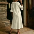 thumbnail image 7 of Ruimatai Women's Cowl Neck Ruffle 3/4 Sleeve Loose Fit Casual A-Line Midi Dresses with Pockets for Women Everyday & Vacation Wear, 7 of 7