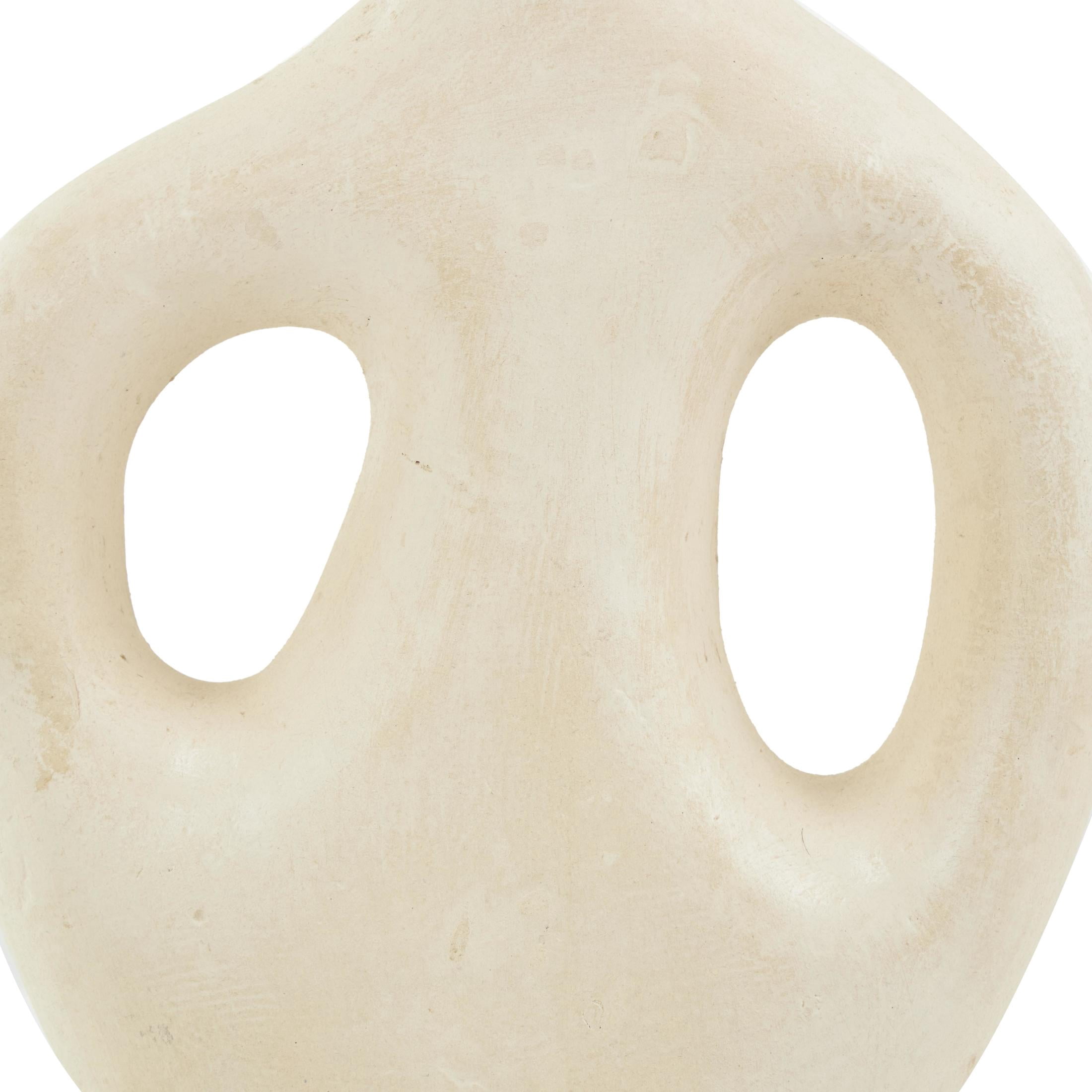 DecMode 17" Abstract Double Handle Beige Paper Mache Vase