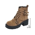 thumbnail image 6 of Coffee Women'S Fashion Boots Versatile Short Solid Color Round Toe Front Lace-Up Thick Heel Mid-Heel For Daily Activities, 6 of 8