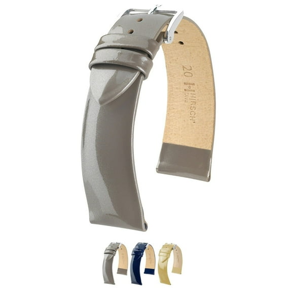 Hirsch Diva Leather Watch Strap - Polished Silver - M - 16mm - Shiny Silver Buckle - Calf Leather Band