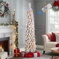thumbnail image 3 of RTB-Alupssuc 3.5ft Pre-Lit Snow Flocked Pencil Christmas Tree with Remote Controlled Multi-Color RGB Lights, 161 Branch Tips, 80 PreLit Multi-Color RGB Lights, for Holiday Office Home Party Decor, 3 of 8