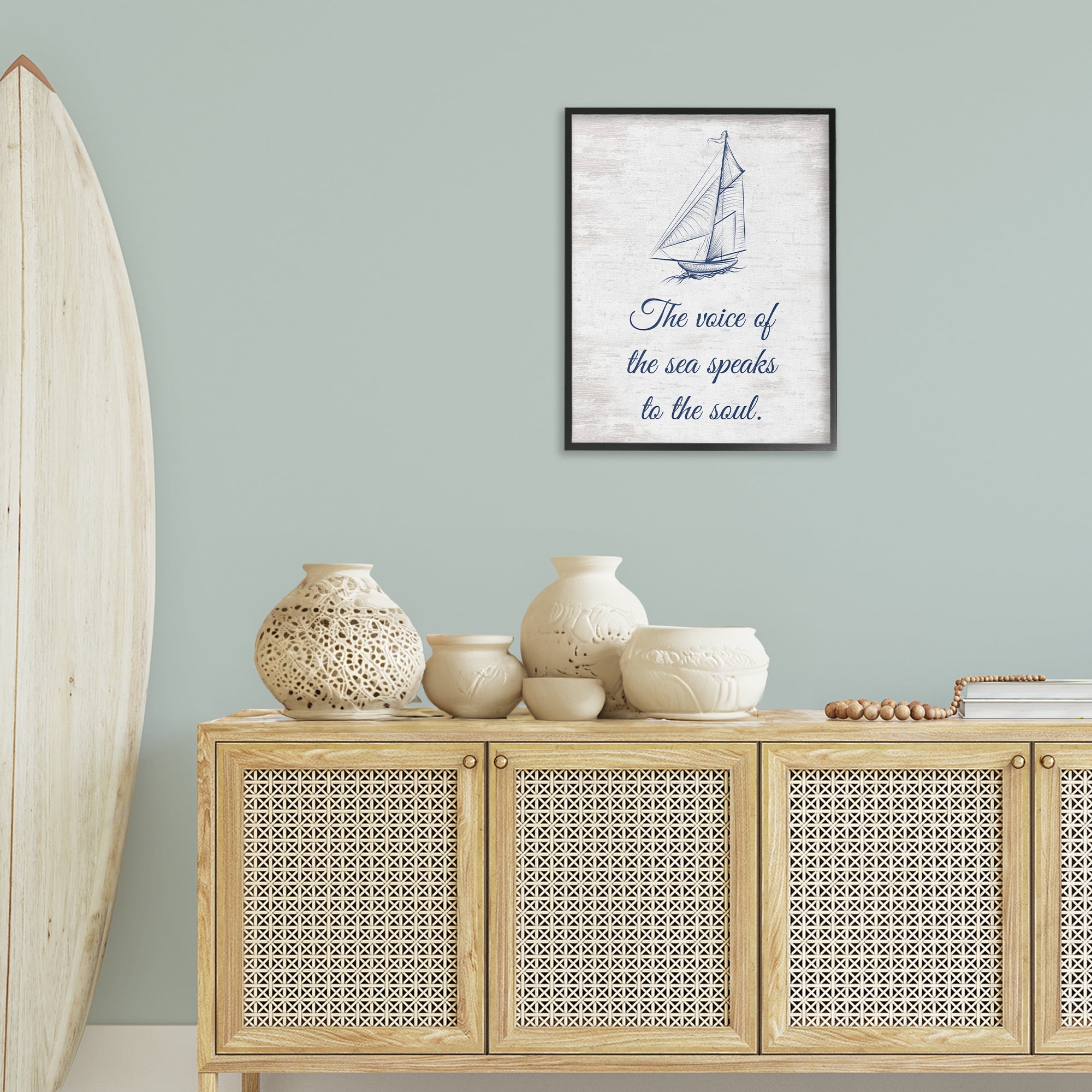 Stupell Industries Voice Of The Sea Transportation Painting Black Framed Art Print Wall Art, 24 x 30