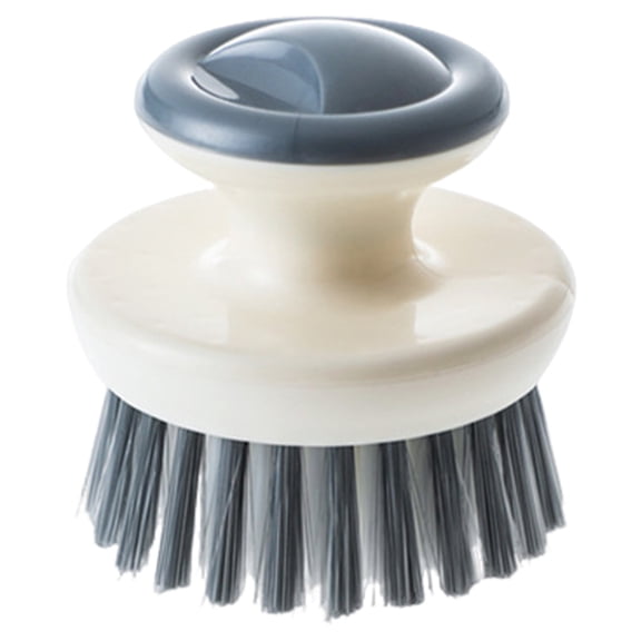 ZMGEJPW Handheld Dish Scrub Brush with Comfort Grip Knob, Compact Round PP Cleaning Brush for Pots, Pans, and Countertops, Non-Stick Oil Resistant, Grey, 1 Count