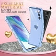 thumbnail image 6 of Compatible with Samsung Galaxy S21 Case with HD Screen Protector Shockproof Protection, Love Heart Plating Girly Women Cute Soft TPU Luxury Elegant Case for Galaxy S21 5G, Blue, 6 of 12