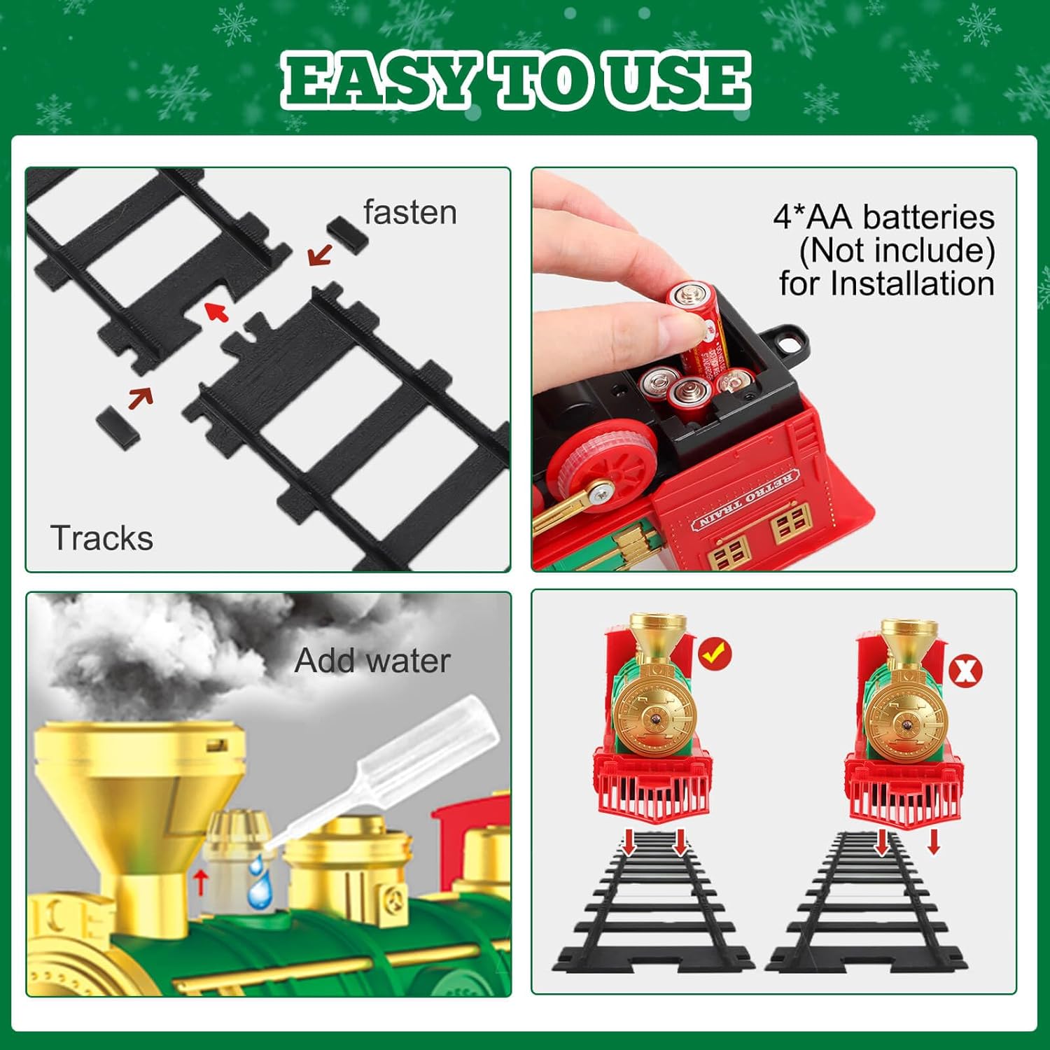 TYMZDYN Electric Train Set with Smoke and Light for Toddlers Age 3 4 5 Year Old: Christmas Train Sets for Around The Tree with Adjustable Sound and Music Christmas Birthday Gift for Kids Age 6 7 8+