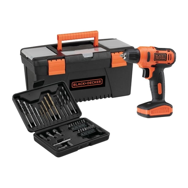 Set Taladro Atornillador 3/8 In Black & Decker LD12BA-B3 Incluye Caja Y Set De 34 Accesorios