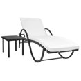 thumbnail image 1 of vidaXL Chaise Longue avec Coussin et Table en Rotin Synthétique Noir, 1 of 5