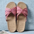 thumbnail image 2 of ShiShine Linen Slide Sandals for Women Breathable Striped Knot Accents Non Slip Sole Beach Resort Shoes for Vacation and Leisure, 2 of 6