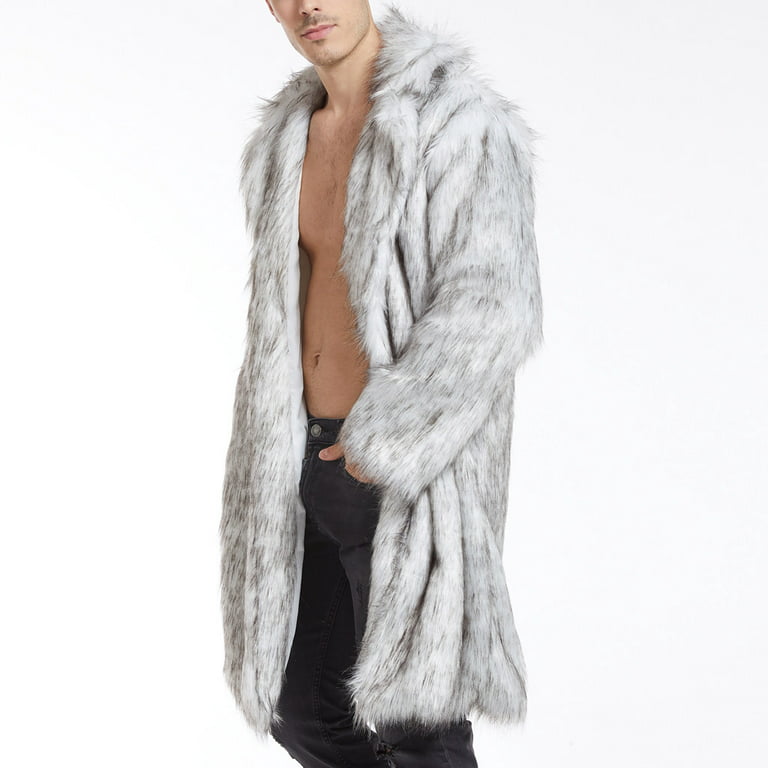 Faux Fur Silver Jackets Men, Mens Silver Fox Fur Coat