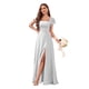 thumbnail image 1 of Vestido de dama de honor CDSSL talla grande plateado con mangas para mujer, 1 of 7
