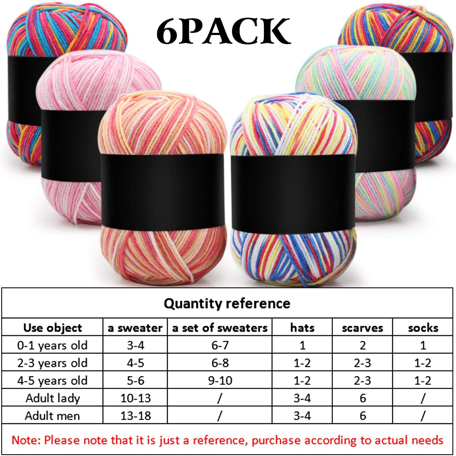 6 Pack Beginners Crochet Yarn with Stuffing, Rainbow Brown Pink Blue Yarn for Crocheting Knitting Beginners, Easy-to-See Stitches, Chunky Thick