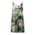thumbnail image 2 of Gibobby Pantalones cortos Monos cortos de verano para mujer, informales, de lino, con tirantes ajustables, holgados, con peto y pierna ancha, monos con bolsillos(Verdinegro， XL), 2 of 3