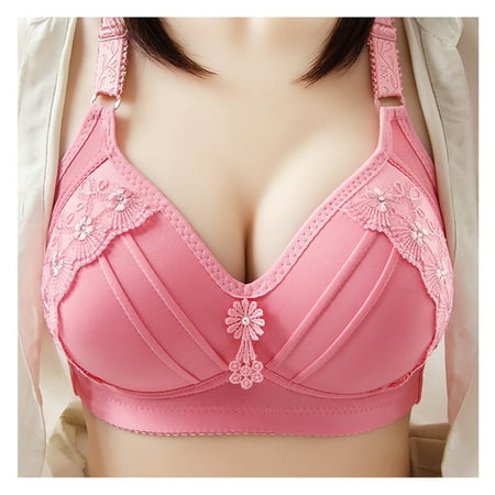 

Women s Big Cup Embroidered Non-wired Bra Full Coverage Underwear For Women 4XL Watermelon Red